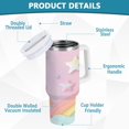 thumbnail image 4 of 30 oz Tumbler With Handle Stainless Steel Insulated Tumbler With Lid for Car Cup Holder Rainbow Stars and Cloud Pattern, 4 of 9