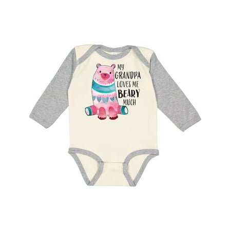 

Inktastic My Grandpa Loves Me Beary Much with Cute Bear Gift Baby Boy or Baby Girl Long Sleeve Bodysuit