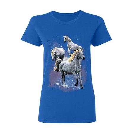 Horse Womens Shirt - Wild Galaxy Unicorns Nebula Women's T-shirt Space Horse Tee