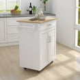 thumbnail image 3 of Kacho Kitchen Storage Sideboard And Buffet Server Cabinet, Kitchen Island Rolling Trolley Cart with Towel Rack Rubber Wood Table top, Sideboard Buffet/Dining Room/Kitchen, White, 3 of 7