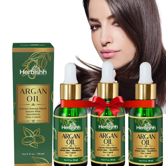 Herbishh Amazing Argan Oil, Pure Moroccan Argan Oil for Skin & Hair, Repair Damaged Hair, Deep Nourish Anti-UV-30ML-(3pack)