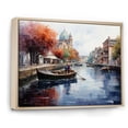 thumbnail image 2 of Designart "Orange Canal Waterways Painting II" Canals Floater Framed Wall Art Living Room, 2 of 7