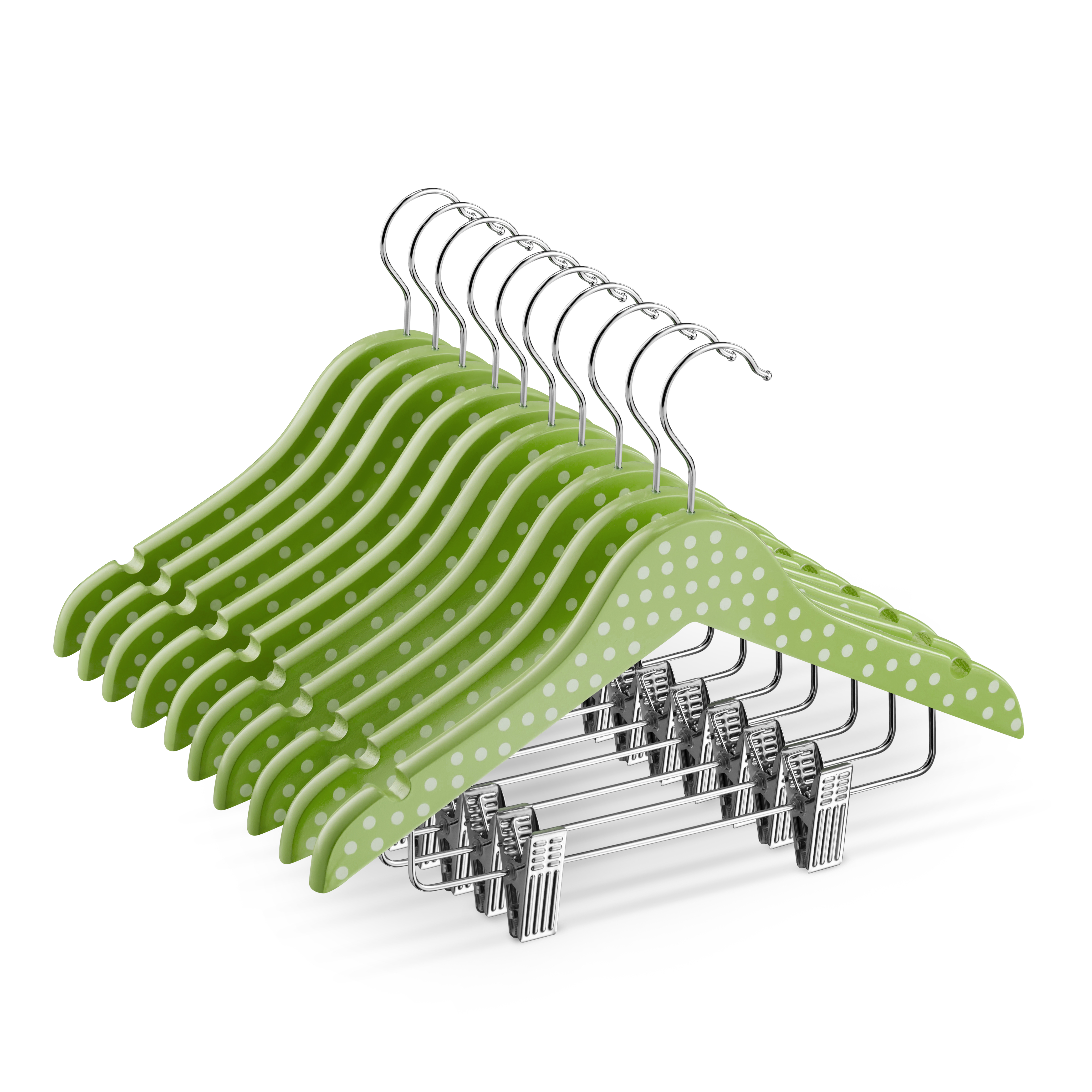 HighGrade Wooden Childrens/Kids Hangers With Clips 10 Pack Smooth