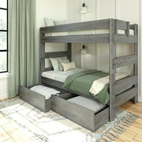 Max & Lily Solid Wood Modern Farmhouse Farmhouse Twin/Twin Bunk Bed with Storage Drawers