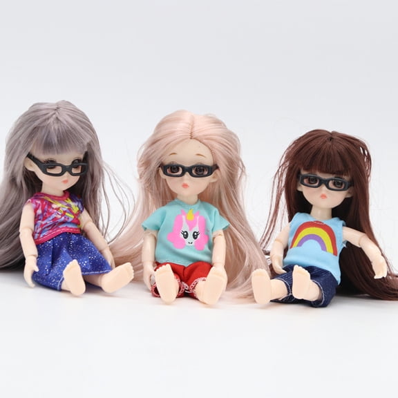 NICEXMAS Round Fashion Mini Doll Glasses Black 60Pcs 1.2X0.9In