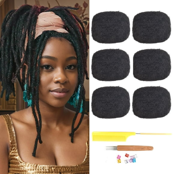 FREESHOW Afro Kinky Bulk Human Hair for Dreadlock Extensions, Braiding Hair for Dreadlocks, Loc Repair, Twists, Braids, 14 inch 6 Pack 150 Gram Natural Color(14&quot; 6 pack,Natural Color)