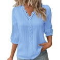 thumbnail image 2 of Womens Dressy Casual Tops 3/4 Sleeve Lace V Neck Shirts Elbow Length Blouse Elegant Trendy Summer Tunic Tshirts, 2 of 4