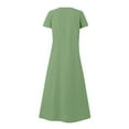 thumbnail image 4 of Up to 65% off!New Summer Plus Size Dresses for Womens 2024 Fashion Solid Color Short Sleeved Cotton Linen Dress Long Skirt, 4 of 5