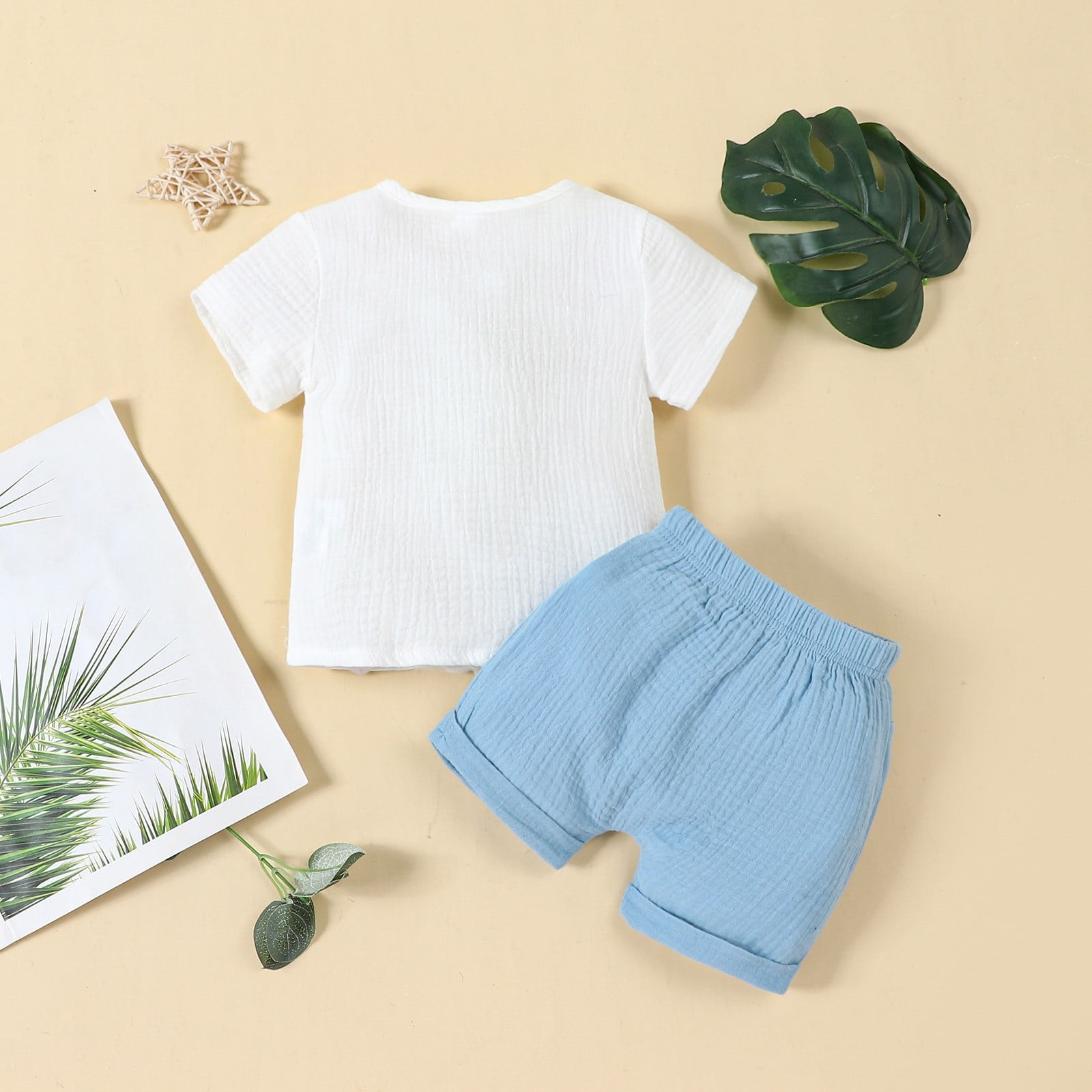 LNMQLPDBS Baby Boys Summer Outfits Infant Boy Short Sleeve T-Shirt Elastic Waistband Shorts Newborn 2Pcs Casual Set Toddler Clothes