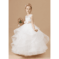 thumbnail image 3 of Flower Girl Dresses for Wedding Tulle First Communion Dress Lace Appliques Girls Pageant Ball Gown (White 8 -9Years）, 3 of 8