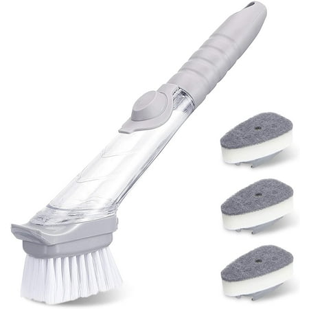 

OXO brush Dish brush with handle Soap dispensing brush 9.4x3.1x2.4 inch for Pot Pan Dishes Sink Cleaning