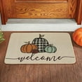 thumbnail image 4 of kjfeif Non Slip Pumpkin Welcome Doormat Buffalo Plaid Doormats for Autumn Harvest Thanksgiving Farmhouse Large Entrance Doormat Low Profile Floor Carpet Mat Washable ,15.7*23.6inch, 4 of 5