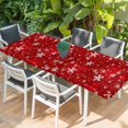 thumbnail image 2 of Red Snowflake Christmas Table Cloths for 8 Foot Rectangle Tables, Xmas Snowflake Modern Art Winter Patio Waterproof Elastic Fitted Tablecloths, Washable Rectangular Table Cover for Camping, 2 of 8