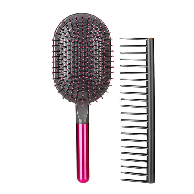 2 Piece Set Paddle Comb Wide Tooth Comb Massage Scalp Air Cushion Hair Brush Anti-Static Anti-slip Smooth Comb