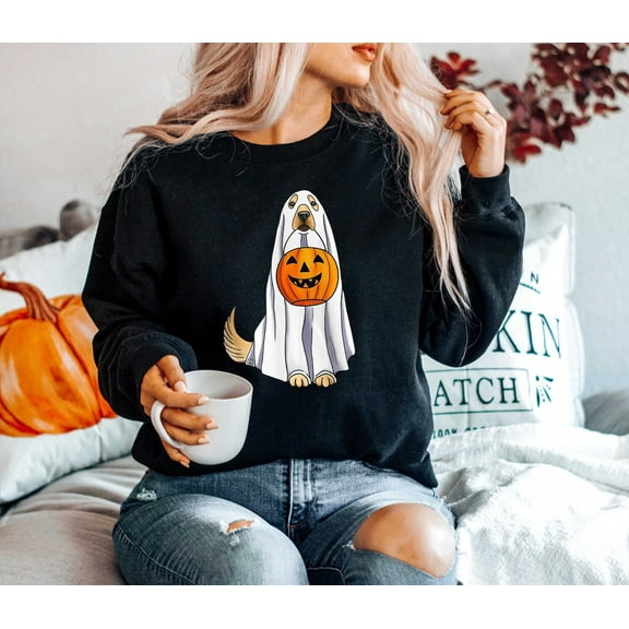 Velto Happy Holidays Ghost Dogs Sweatshirt, Fall Pumpkin Shirt, Happy Holidays Gifts For Dog Lover, Dog Lover Sweatshirt, Retro Happy Holidays Dog Shirt All Size S-5XL
