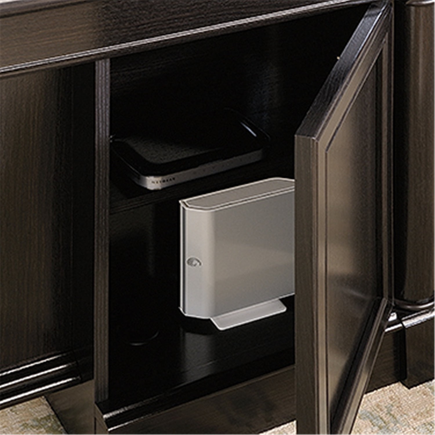 Sauder Palladia Engineered Wood Executive Desk in Wind Oak Finish