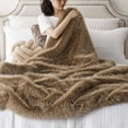 thumbnail image 6 of Luxury White Fluffy Faux Fur Throw Blanket, Large Fur Blankets and Throws for Couch, Bed, Super Soft Cozy Warm Plush Fuzzy Fur Throws with Long Pile, 60"x80", 6 of 9