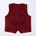 thumbnail image 5 of Tiijoy Toddler Boys Retro Cowboy Vest Suede Leather V Neck Button Down Waistcoat Sleeveless Top, 5 of 8