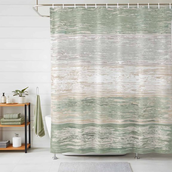 Sage Green Farmhouse Shower Curtains for Bathroom, Vintage Wooden Minimalist Waterproof Fabric Shower Curtain, Decorative Bathroom Curtain for Bathtub, 72"x84", No Hooks Included