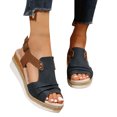 thumbnail image 6 of BONIXOOM Wedge Sandals for Women Clearance Fall Buckle Wedge Casual Fashion Womens Shoes Navy Size 7, 6 of 7