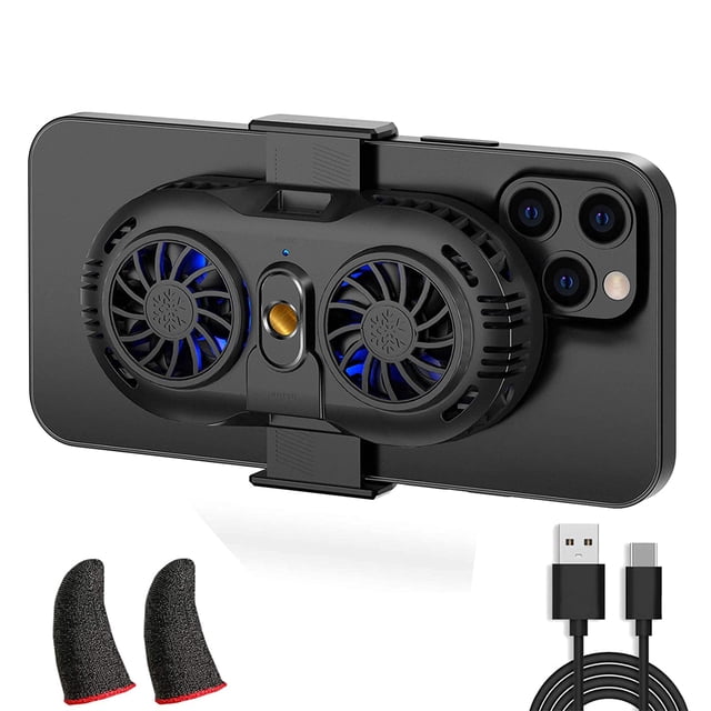 Phone Cooler For Iphone, Cooling Case Radiator Game Accessories, Dual Mobile Phone Fan With Finger Sleeves For Pubg Smartphone Gaming Controller From 4 To 6.5 Inch For Tiktok Live Streaming