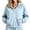 A Light Blue, variant on Women Sweatshirt Ndbuld Women's Fashion Solid Color Long Sleeve Hooded Pocket Zipper Drawstring Pocket Tops Sweatshirts Black,XL