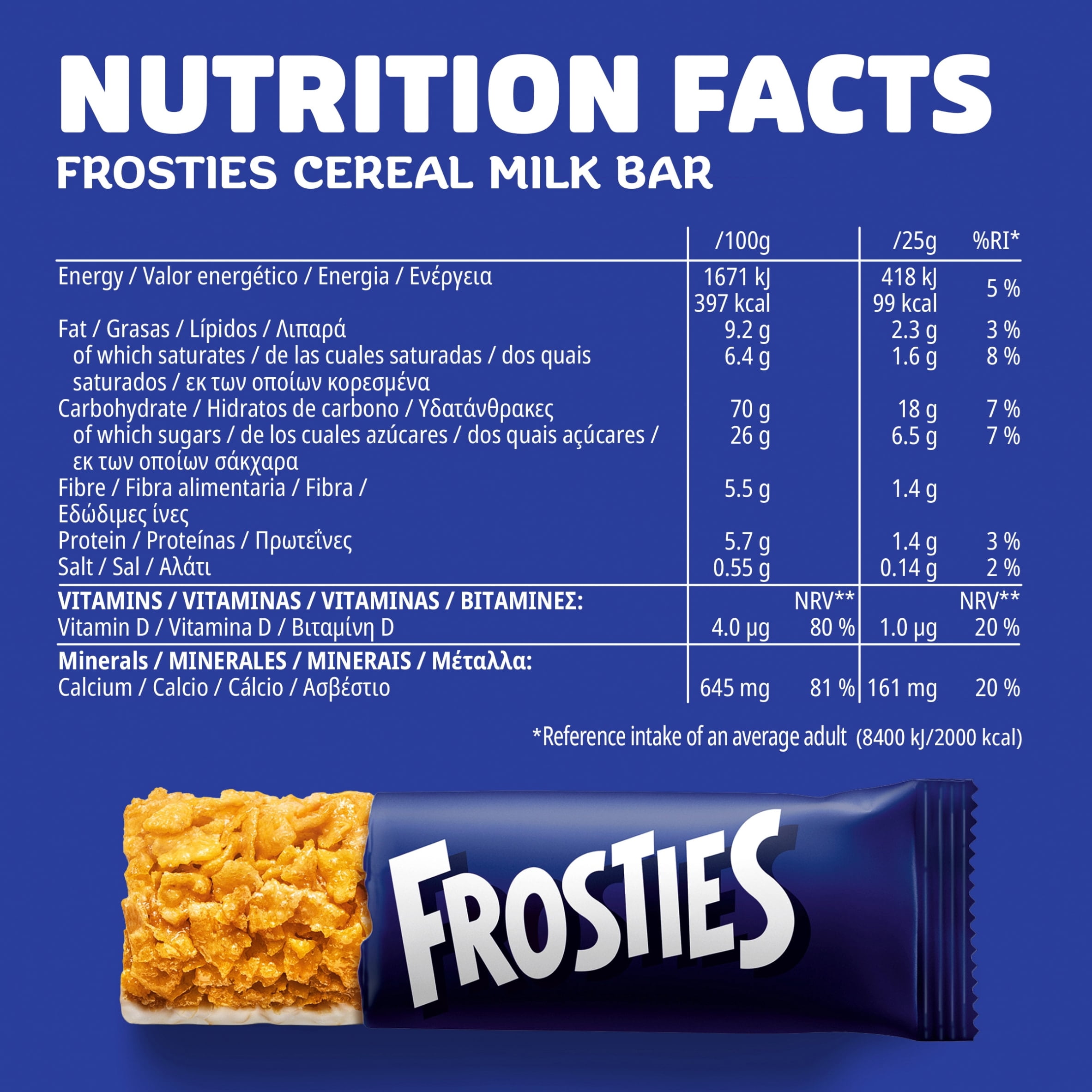 Kellogg's Frosties Cereal Milk Bars 4 x 25g, Imported from Britain