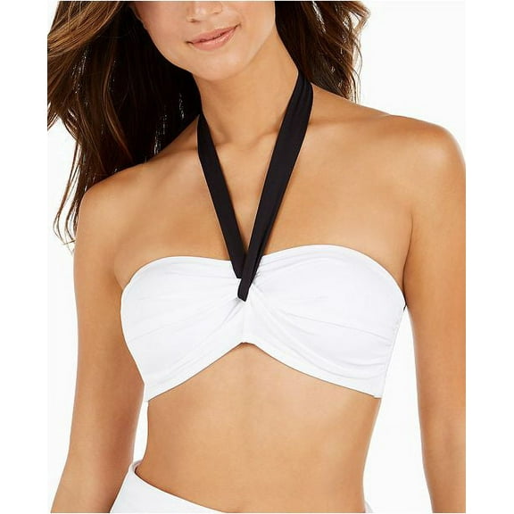 Ralph Lauren BLACK/WHITE Bel Aire Bandeau Bikini Swim Top, US 12