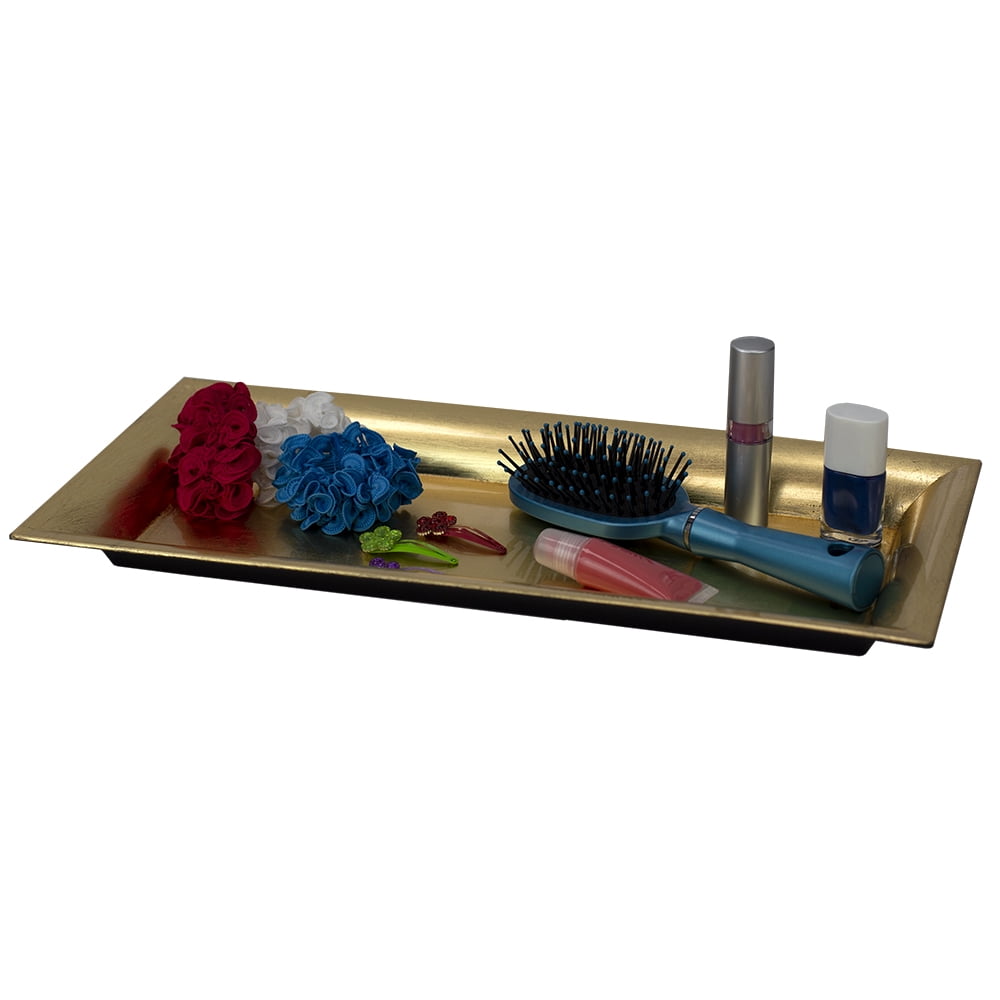 Home Basics Plastic Vanity Tray, Gold