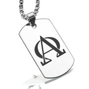 COMFORT ZONE STUDIOS Stainless Steel Religious Alpha and Omega Dog Tag Pendant Necklace