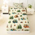 thumbnail image 3 of Manfei Woodland Camping Print Twin Sheets,Green Trees Bedding,3-Piece,1 Fitted Sheet and 1 Pillowcase, 3 of 6