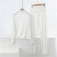 thumbnail image 2 of MGDXOX Women's 2 Piece Outfit Modal Lounge Set Casual Mock Turtleneck Long Sleeve Tops and Wide Leg Pants Soft Comfy Pajamas White XXXXL, 2 of 5