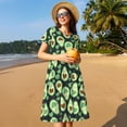 thumbnail image 4 of Easygdp Avocado Heart para Vestido Transpirable de Mujer, Vestido Suelto de Manga Corta con Pliegues y Bolsillos para el Verano, 4 of 6