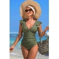 thumbnail image 6 of ATTRACO One Piece Swimsuit Women Ruffle V Collar Bathing Suit Sexy Monokini Swimwear S-XL, 6 of 7