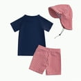 thumbnail image 4 of CAICJ98 Baby Boy 3 Pieces Swimsuit Quick Dry Swim Trunks Set Toddler Short Sleeve Rash Guard Sets Beach Hawaii Bathing Suits Infant Swimwear with Sun Hat (Red,18-24 Months), 4 of 6