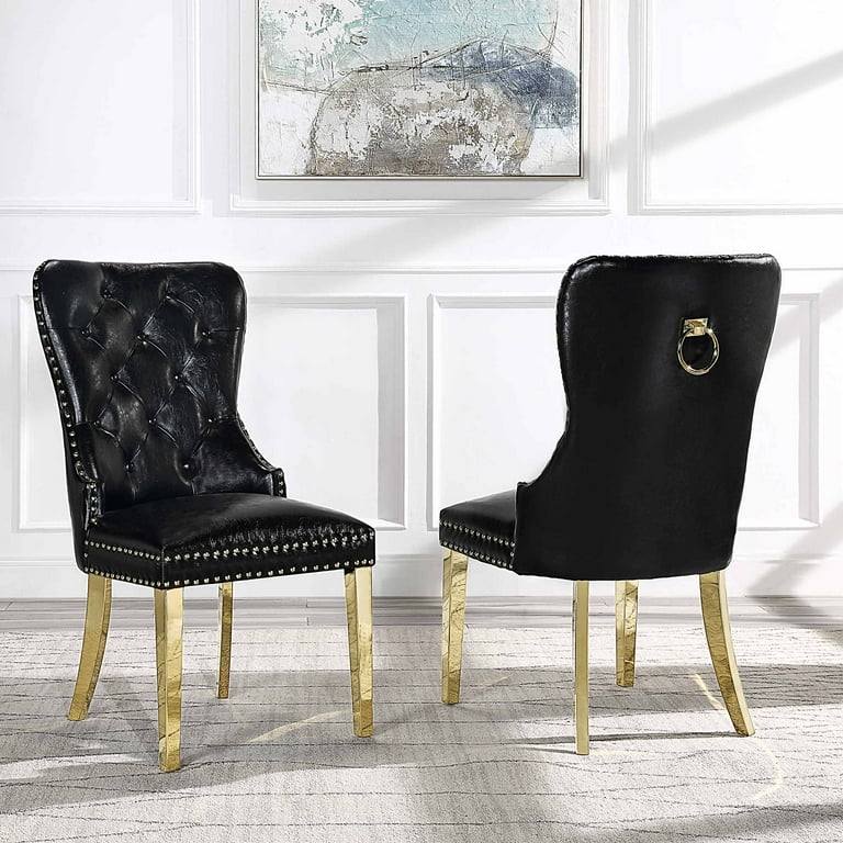 Modern Leatherette Dining Chairs Set of 2 Upholstered Dining Room