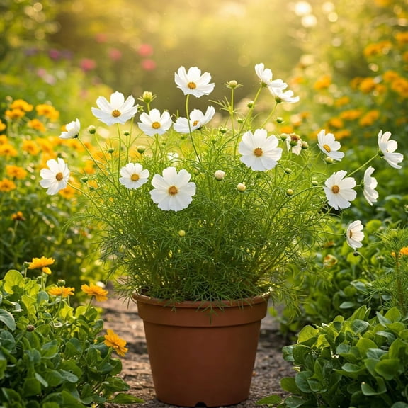 Mr Fothergill's Cosmos White Oh Sow Simple Flower Seed Easy to Grow