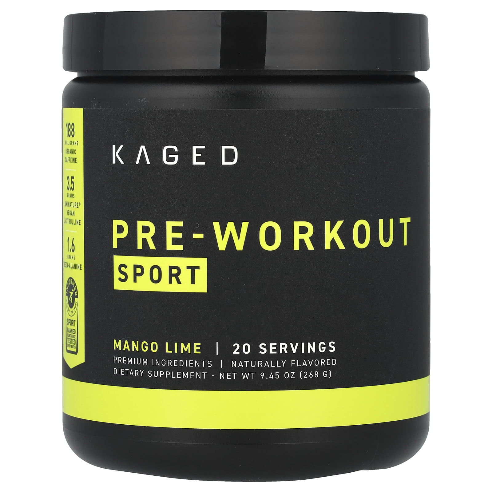 Kaged Pre-Kaged Sport Pre-Workout For Men And Women, Increase Energy, Focus, Hydration, and Endurance, Organic Caffeine, Plant Based Citrulline