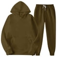 thumbnail image 2 of LISTHA Mens Casual Two Piece Plain Sweatsuits Loose Hoodie Sweatshirt Stretchy Sweatpants Set Fall Basic Matching Tracksuit Outfit Light Brown M, 2 of 6