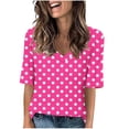 thumbnail image 2 of CLOISE Summer Blouses for Women Under $10.00 Plus Size Short Sleeve Tee Loose Casual Shirts Fashion Elegant Breathable V Neck Tops Print Comfortable Tunic T Shirts Hot Pink XL, 2 of 4