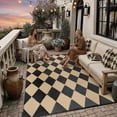 thumbnail image 6 of BERTHMEER 5'x8' Outdoor Rugs Waterproof Plastic Rugs Checkered Patio Rugs Straw Rugs Camping Rugs, Porch,Deck Rugs, RV Rugs for outside, Black & Brown, 6 of 6