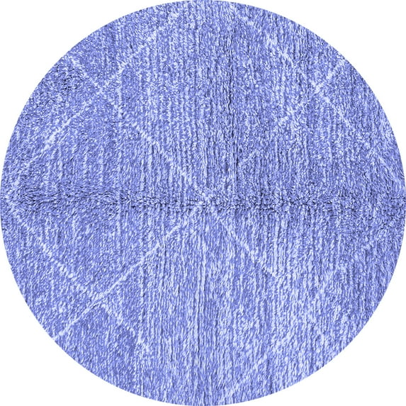 Ahgly Company Indoor Round Abstract Blue Modern Area Rugs, 7' Round