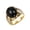 Gold-Black Stone, variant on Men's Stainless Steel Gemstone Engraved Signet Ring Silver Black Stone Size 10