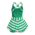 thumbnail image 2 of TiaoBug Kids Girls Candy Cane Striped Christmas Dance Figure Ice Skating Tutu Dress Leotard Green 10, 2 of 5