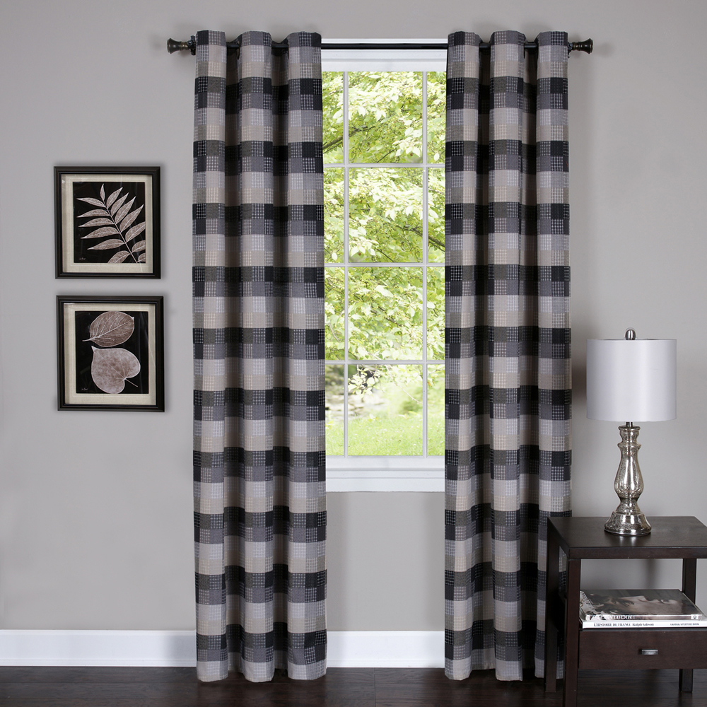 Achim Harvard Rod Pocket Light Filtering Curtain Tier Pair, Black, 57" x 24" - image 3 of 6