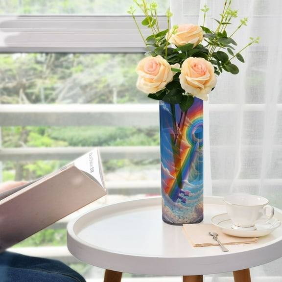 Rainbow Key Flower Vase Decorative Vases for Flowers Home Decor for Centerpieces Entryway Shelf Living Room
