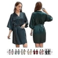 thumbnail image 3 of Camisón de mujer de imitación de seda satinada, kimono, cárdigan fino de color liso brillante, bata de verano sexy corta / 21 colores disponibles, 3 of 4