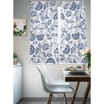 thumbnail image 5 of Boho Blue Floral Semi Sheer Curtains 63 Inch Length 2 Panels Set, Vintage Farmhouse Paisley Plant Leaf Sheer Kitchen Curtain Privacy Voile Window Curtain for Living Room Bedroom Rod Pocket Drapes, 5 of 7