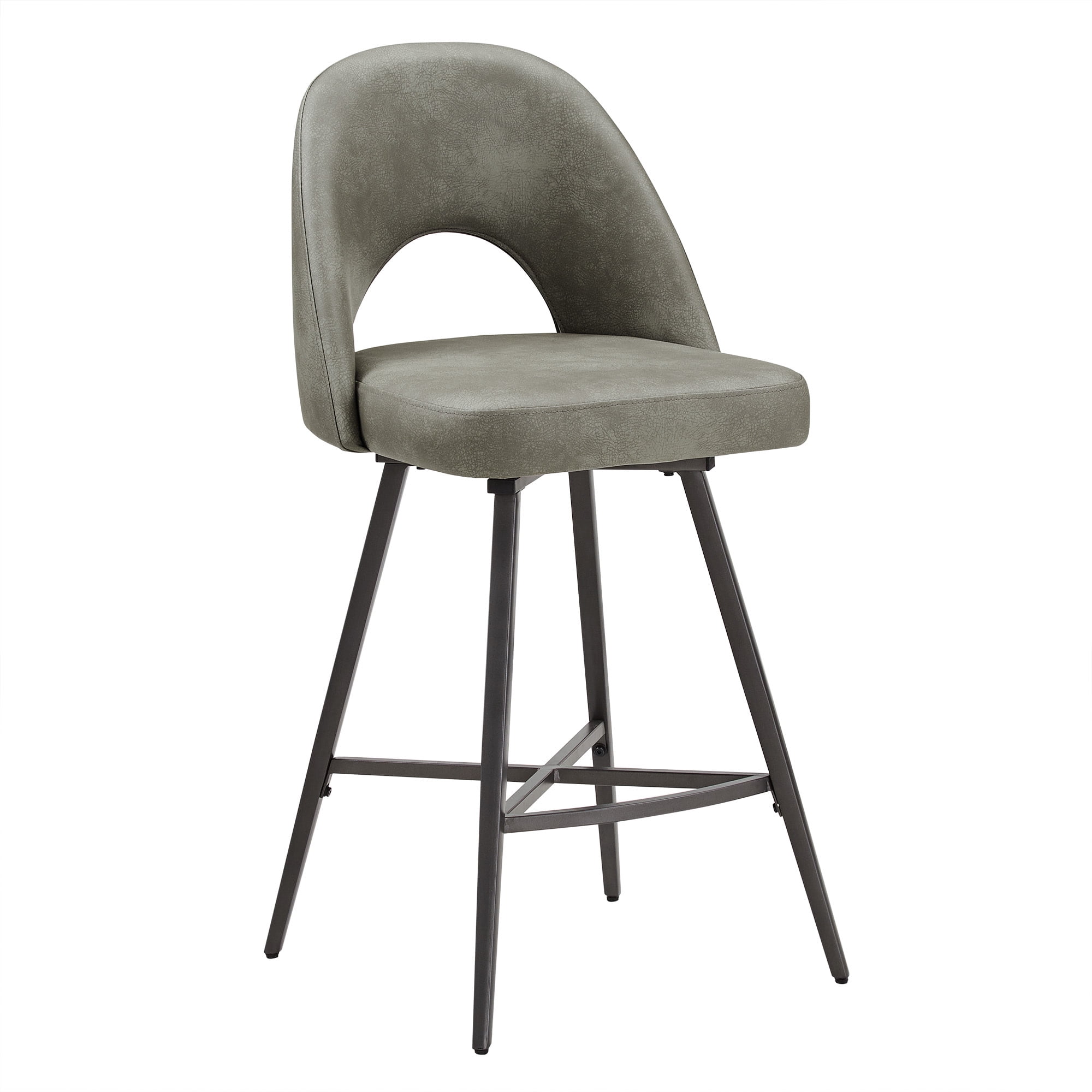 Weston Home Krista 24" Metal Swivel Mid Back Counter Stools, Set of 2, Light Grey