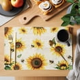 thumbnail image 2 of Yellow Sunflowers Bees Placemats Set of 12, Summer Country Floral Rustic Placemats for Dining Table, Place Mats for Kitchen Tabletop, Waterproof Wipeable Dining Table Mats Set, 2 of 9
